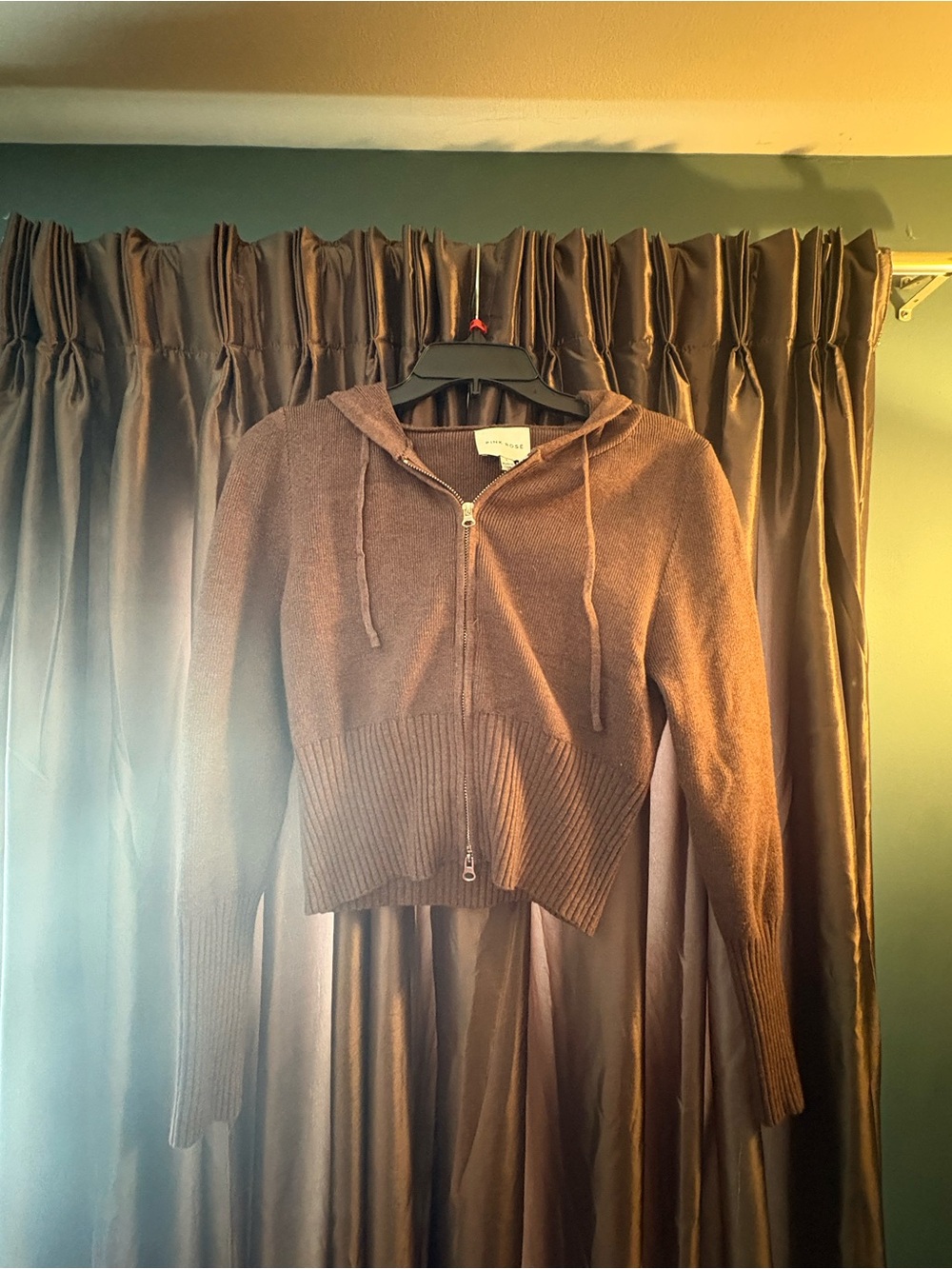 Pink Rose Dusty Pink Hooded Zip-Up Cardigan